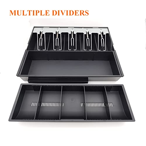 Cash Drawer Insert Tray 5 Grids Double Layers Money Tray Replacement Drawer Register Insert Tray Currency Compartment Money Storage Box With Metal Wire Gripper #TOP5