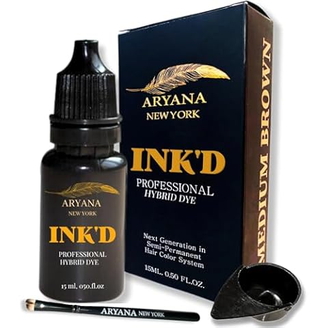 ARYANA NEW YORK INK'D Professional Hybrid Color - Liquid Hair Color For Spot Coloring - Long Lasting Effect and Cover Grey Hair (MEDIUM BROWN) Cover