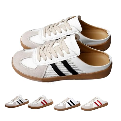 Women's Fashionable Contrast Mesh Design Lace Up Walking Shoes, Womens Summer Slip on Shoes,Comfortable Backless Casual Sports Shoes with Round Toe for Everyday Wear