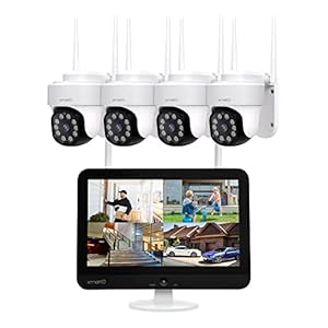 [Auto-Track Camera] XMARTO 2K Auto-Track PTZ Wireless Security Camera System Outdoor, 10CH HD Network Video Recorder NVR Screen with 4X Rotate WiFi Security Cameras