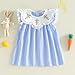 Toddler Girls Dress Easter Clothes Cross Embroidered Doll Collar Fly Sleeve Casual Dress Baby Fashion Princess Dress (Sky Blue, 18-24 Months)