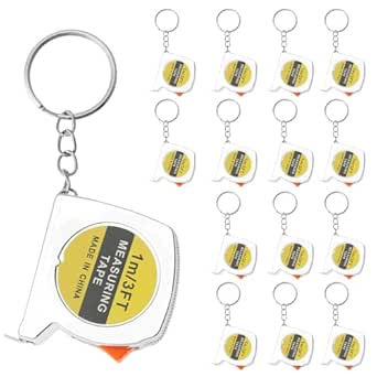 LYDODOKA Mini Tape Measure, Pocket Soft Keychain Tape Measurement,1M/3FT Inch/Metric Scale Flexible Measuring Tool Bulk with Stable Slide Lock-Stainless Steel Shell, Party Favors for Engineer (15Pcs)