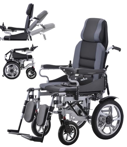 Reclining Electric Wheelchairs for Adults All Terrain Motorized Wheelchair for Adults Seniors Powerful Dual Motor Motorized Power Wheelchairs 20AH/20Miles Supports up to 300 lbs