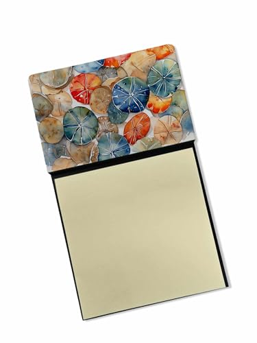 Caroline's Treasures Sand Dollars Sticky Note Holder Refillable Dispenser Self-Sticky Note Pads, Memo Pads Blank Desk Accessories
