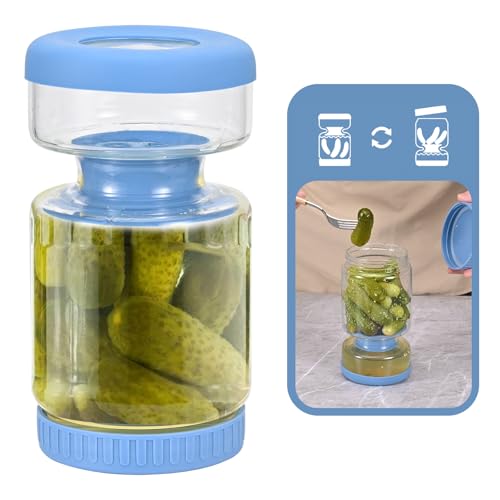 Tarro de cristal para encurtidos, 800 ml, bote aceitunas con escurridor, sellado y hermético, tarros de cristal con tapa, apto para encurtir encurtidos, pepinos y aceitunas