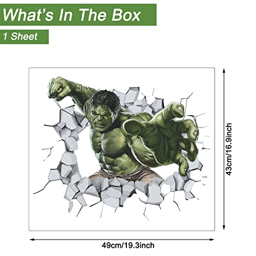 Kids Wall Decals Superhero Wall Poster Decal Stickers Green Man's Wall Decal Peel And Stick For Boys Playroom Bedroom Wall Decor #TOP3