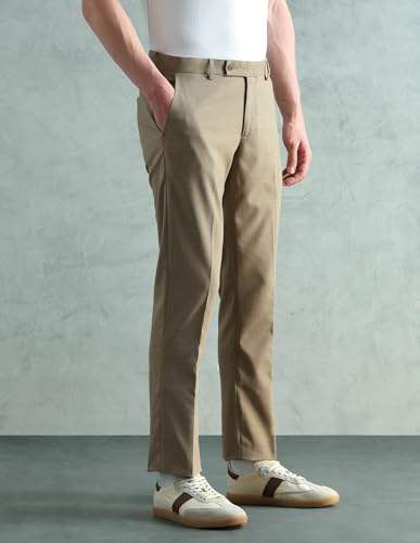 Image of Arrow Men's Tapered fit Textured Trousers