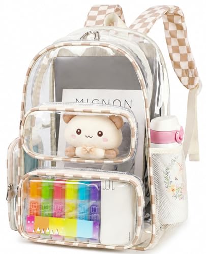Image of BTOOP Clear Backpack Heavy Duty Transparent Backpack 17 inch See Through Bookbag for College Work Festival Security with Padded Strap Large Capacity