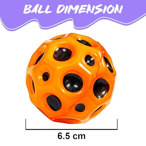 Image of VGRASSP Super Bouncy Rubber Moon Ball Toy for Kids and Adults with Craters - High Bounce, Textured Grip, Perfect for Playtime Fun - Return Gift Foam Ball, Multicolor (Pack of 1)