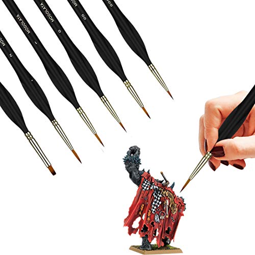 Detail Model Paint Brushes Set - 6 Pieces Miniature Painting Brushes For Acrylic, Watercolor - Airplane Kits, Ceramic, Plastic Model, Warhammer 40K #TOP3