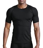 Men's Compression Shirts Short Sleeve Athletic Workout Base Layer T-Shirt Tops for Gym Running Ba...