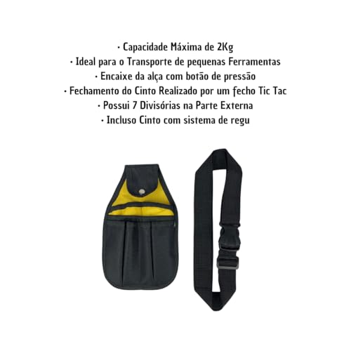 Cinto Porta Ferramentas Eletricista Reforçada 7 Bolsos