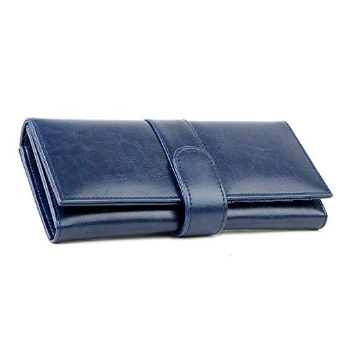 Image of Nevis Blue Crunch Leather Women's Clutch (NVS-CRUNCH-LEATHER-W-WALLET-064)