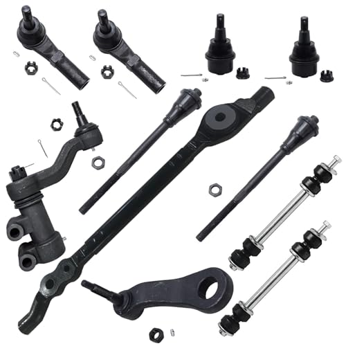 Detroit Axle - Front Suspension Kit for Chevy GMC Silverado Sierra 2500 3500 HD, 4 Inner Outer Tie Rods 2 Lower Ball Joints 2 Sway Bars 1 Center Link 2 Idler and Pitman Arms Replacement