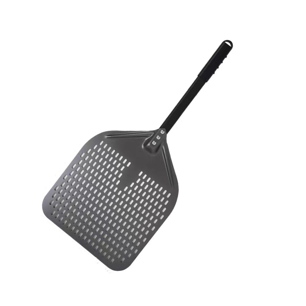 Perforowana łopatka do pizzy 35 cm – nieprzywierająca łopatka do pizzy z uchwytem Srt do piekarnika i narzędzi kuchennych, idealna do pieczenia, obracania i serwowania pizzy, chleba i wypieków