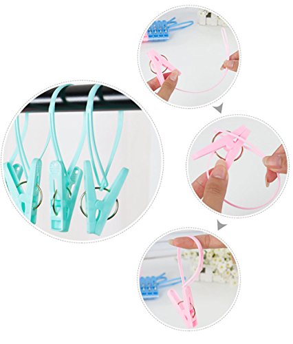 Yueton B014QMPIR2 Pack Of 12 Clothes Peg Clip Pins Rope Hanging Clothesline Windproof Hanger thumb #2