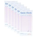 Budgenix Guest Checks Server Note Pads 6 Pack 300 Orders, Pink Guest Check Pads with Bottom Receipt, Waitress Notepad for Restaurant Business