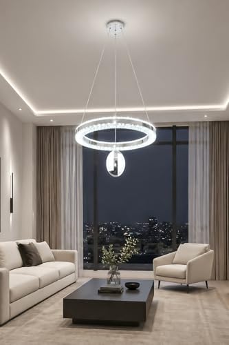 İnci Krom Modern Tasarım Sarkıt Led Avize 3 Renk Işık Kristal Görünüm Oturma Odası Yemek Odası Salon Yatak Odası