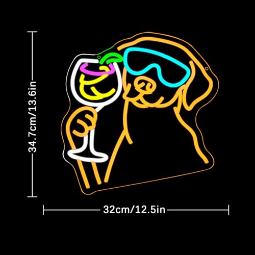 Image of Dachshund Cocktail Neon Sign for Wall Decor Dog Drinking Cocktail Neon Light Bar Led Sign Pet Noen Light Sign for Bar Wine Cellar Dog Kennel Pet Store Decoration