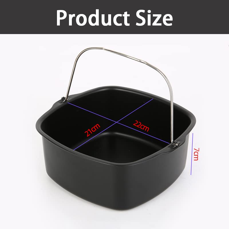 Hapivida Heißluftfritteuse Zubehör,8''/22cm Quadratische Kuchenform Backformen Fritteuse Backform Cake Pan Pizzaform Brotbackkorb Luftfritteuse Zubehör für HD9925, HD9860, HD9905/01(22cm) – Bild 3