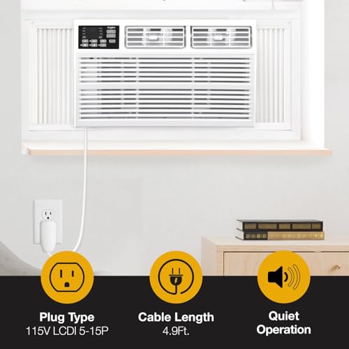 Image of Whirlpool 15,000 BTU Window Air Conditioner with Dehumidifier, White | 115V, Remote Control, Auto-Restart, 24H-Timer, for Rooms up to 700 Sq. Ft., Living Room, Bedroom, or Kitchen