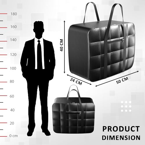 Image of Kuber Industries Storage Bag | Parachute Travel Duffle Bag | Foldable Underbed Storage Bag | Attachi Storage Bag For Clothes with Handle | Medium | Black