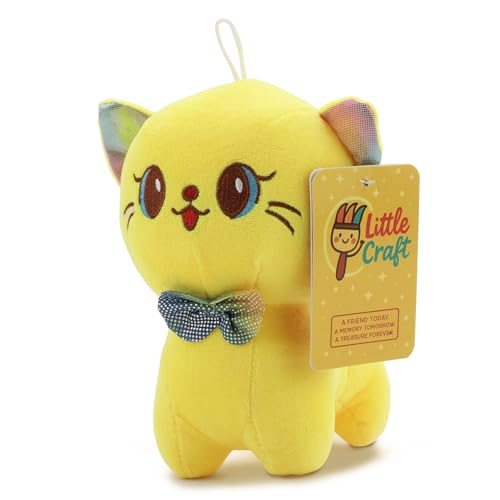 Image of Yellow Bow Cat Soft Toy for Kids with Cute Hug-Friendly Plush for Babies, Toddlers & Children Safe, Lightweight & Easy to Clean (22CM)