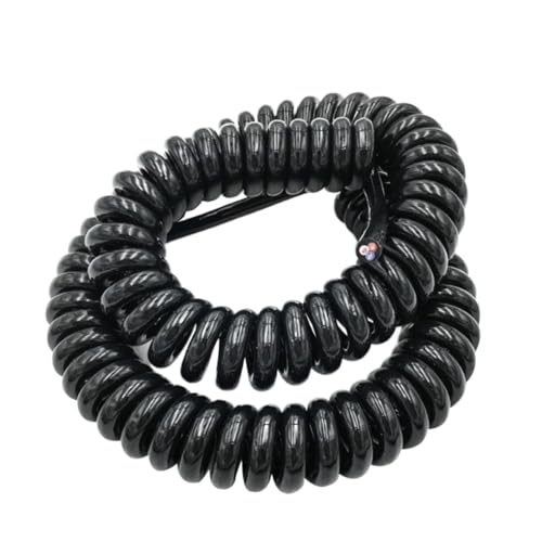 Cable espiral telescópico con resorte, Cable de alimentación telescópico de resorte de 2 núcleos, 24 AWG, 20 AWG, 17 AWG y 14 AWG(Line length 5 meter 2 core 17AWG)