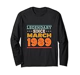 legendary since march 1989 fantastico compleanno divertente retrò maglia a manica