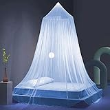 【Fácil instalación】Solo segundos para colgar el aro y la correa del techo, ajuste la mosquitera. No se requieren habilidades de montaje, para uso doméstico y de viaje. Es fácil moverse de una habitación a otra.
