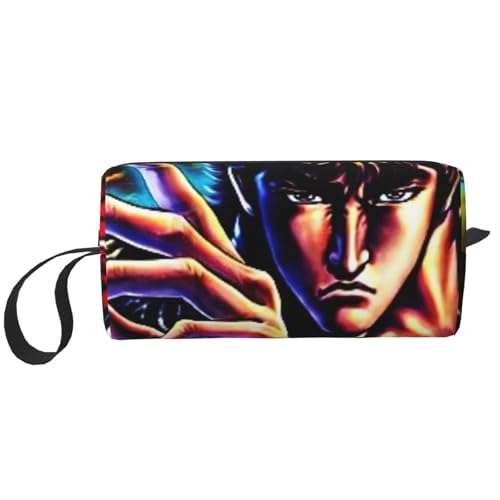 For 北斗の拳(19) 化粧ポーチ メイクボックス 化粧品収納 コスメポーチ 洗面用具 収納ケース トラベルバッグ バニティー 手提げ 便利 大容量 出張 旅行用 自宅用 キャラクター 6*9*20cm