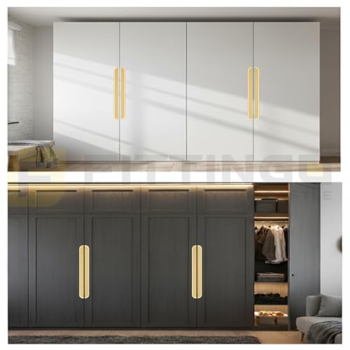 Image of VEZEL Aluminium Wardrobe Handle - Modern Cabinet Pull for Wardrobe, Cabinets, Drawer & Cupboard Furniture, (PVD Gold) - 900mm - Pack of 2-| 3 Years Warranty |