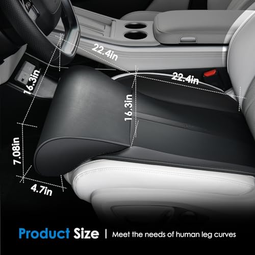 Image of Car Seat Extender Leg Support Cushion for Driver Seats Office Chair, Leather Widened seat Cushion for Long Drivers Universal Car Seat Cushion Legs Rest Pads-Black