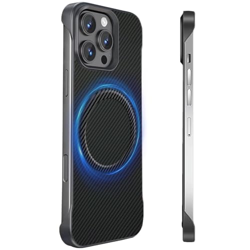 Coque sans bord iPhone 15 Pro MagSafe en fibre de carbone