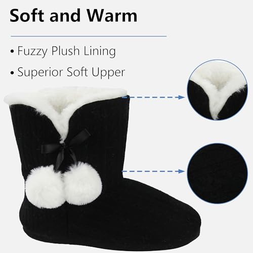 Forfoot Slippers Womens Indoor Slipper Boots for Ladies Girls with Knitted Upper and Bow4