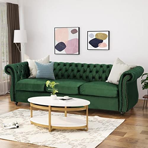 Image of Wooden Velvet 5 Seater Sofa Set