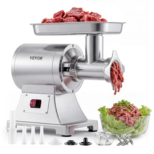 VEVOR Hachoir à Viande Électrique Professionnel, Machine à Hacher la Viande 4,2 kg/min, pour Steak Haché Tartare Farce Saucisses Boucherie Restaurant, 750...