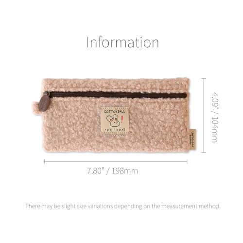 Image of Monolike Unmatched Friends Bbogeuli Pencil Case, Pink - Slim Fuzzy Fleece Pen Pouch for Daily Use with Stain-Resistant Lining