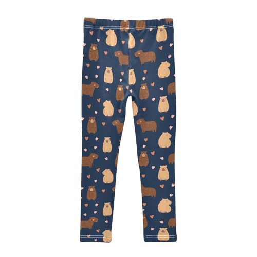 Cute Capybara Drawing Navy Girls Leggings Soft Comfortable Athletic Leggings Dancing Pants for 4-10 Years2