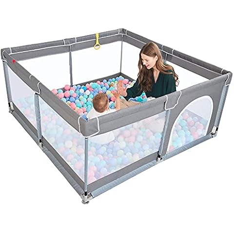 TODALE Baby Playpen 50”×50” Gray Playpen for Babies and Toddlers, Safe & Sturdy, Small Baby Play Yard with Anti-Slip Base & Breathable Mesh- Indoor & Outdoor Play Pen for Toddler & Infant Cover