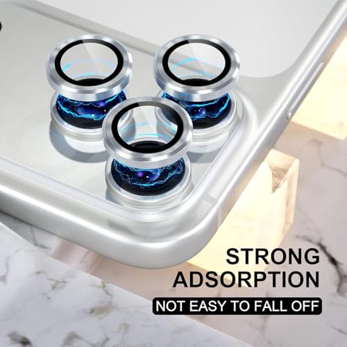 Image of Choiche Camera Lens Protector Compatible for iPhone 17 Pro / iPhone 17 Pro Max - 9H Tempered Glass Camera Cover with Metal Ring Decoration, Scratch-Resistant Screen Protector (Silver, HD Clarity, Easy Install)