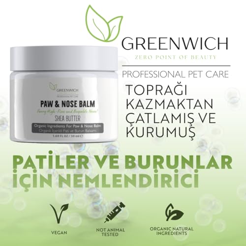 Greenwich Veganer Bio-Pfoten- und Nasenbalsam für Katzen und Hunde, Feuchtigkeits- und Rissreparaturcreme, natürlicher Schutz für trockene Pfoten und Nasen, Furry High-Fives, 50 ml