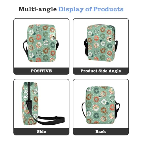 Christmas Donuts Small Crossbody Bag for Men Women Mini Messenger Bag Shoulder Handbag With Adjustable Straps4
