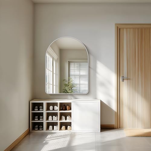 Image of FORBATH Arched Bathroom Mirror 40x30 Inch, Silver Arch Wall Mirror with Aluminum Frame, Arched Mirror for Dresser, Fireplace,Entryway,Home Decor,Hanging or Leaning Against Wall
