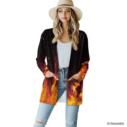 Image of Women's Lightweight Cardigans with Pockets Trendy Long Sleeve Open Front Cardigan Casual Tops Jackets Fall Oufits S-2XL