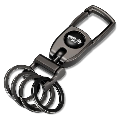 Keychain Carabiner for Keys, Heavy Duty Car Key Chain with 4 Key Rings Quick Release -Keychains Organizer for Men and Women - Dark Grey - Image 3