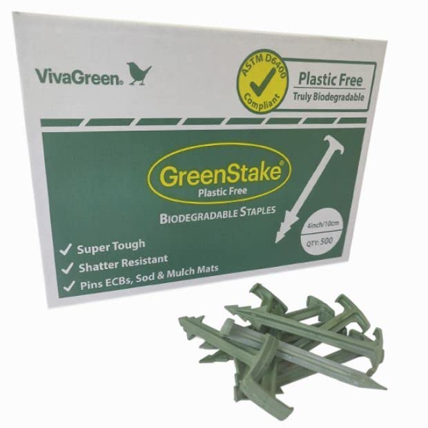 4-Inch Biodegradable Garden Stakes, Pack of 500 - Superior Holding Power - Eco-Friendly Garden Support Pegs & Fabric Pins for Membrane, Netting, Turf, Landscaping and Gardening