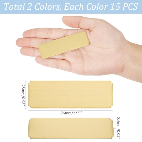 UNICRAFTALE 30 Stück Namensschilder Lasergravierte Blankoplatte 2 Farben Edelstahl Namensschildrahmen Namensschild Kunstschild Für Rahmen Mit Selbstklebender Rückseite Personalisierte Namensschilder