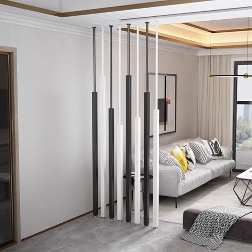 Columna divisora de habitación para dormitorio, sala de estar, oficina, listones de metal, 10 unidades, 300 cm, 3 m, elegante partición de pared para ahorrar espacio