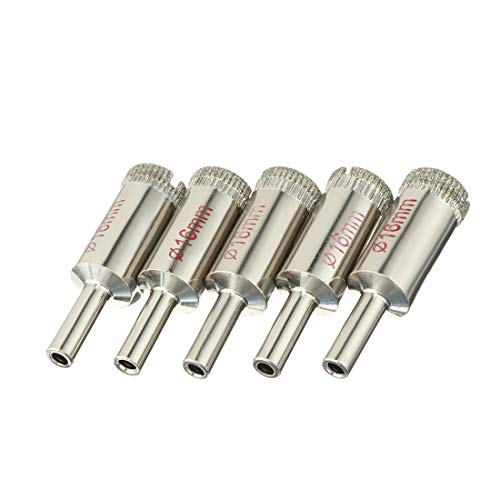 sourcingmap 5Pcs 16mm Diamond Coated Hole Saw Drill Bits for Glass Ceramic Tile Marble Rock Porcelain Bottles Pots Brick - Image 4